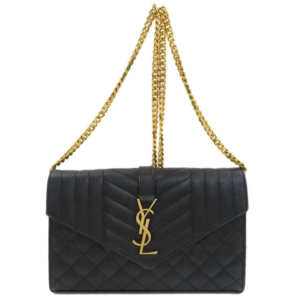 Yves Saint Laurent Chain Wallet Envelope Medium Shoulder Long Calfskin Women'...